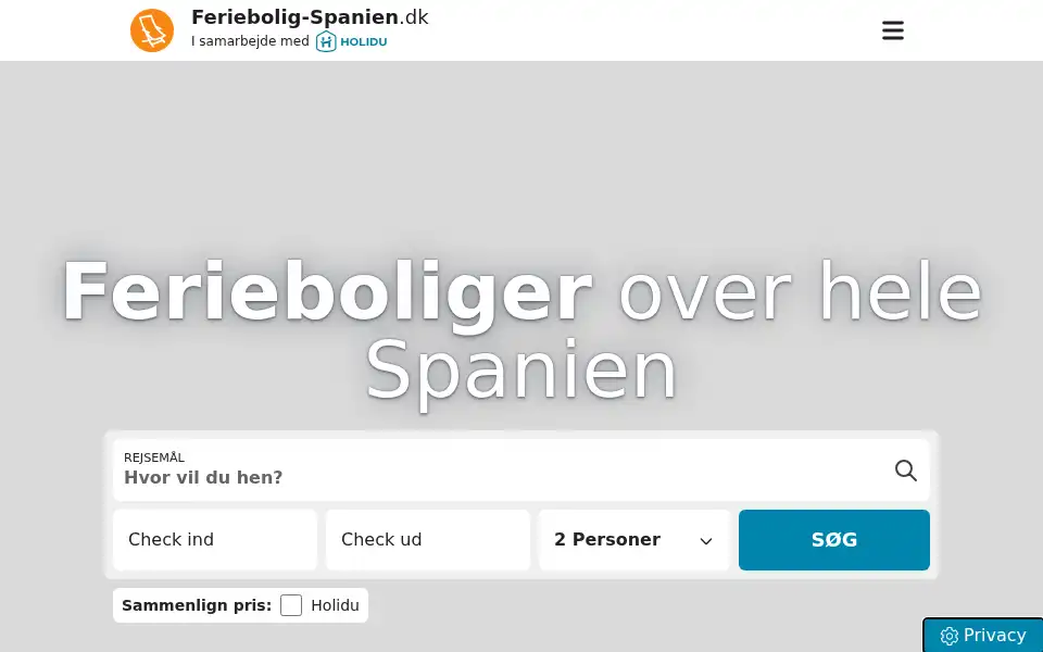 Screenshot of feriebolig-spanien.dk