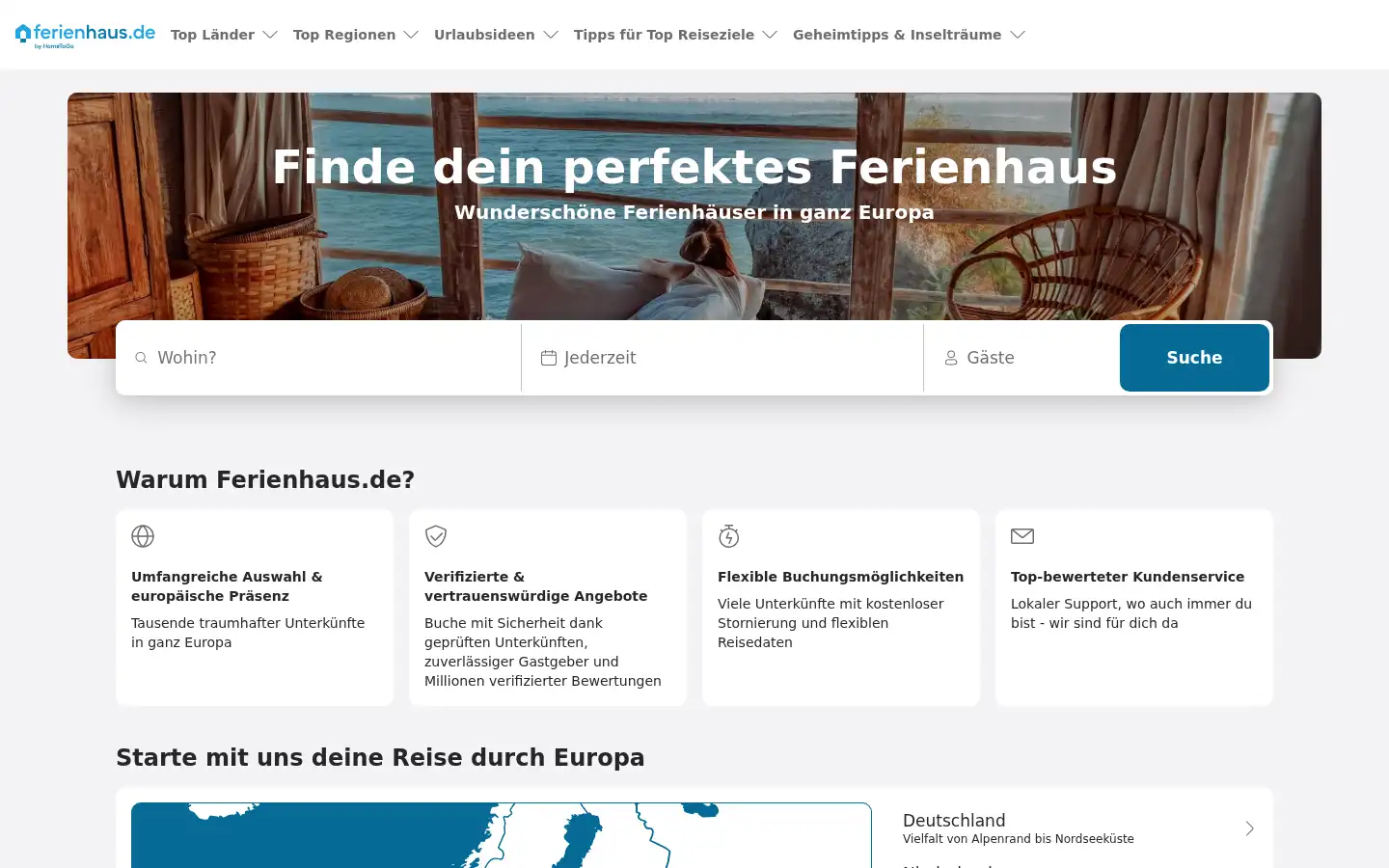 Screenshot of ferienhaus.de