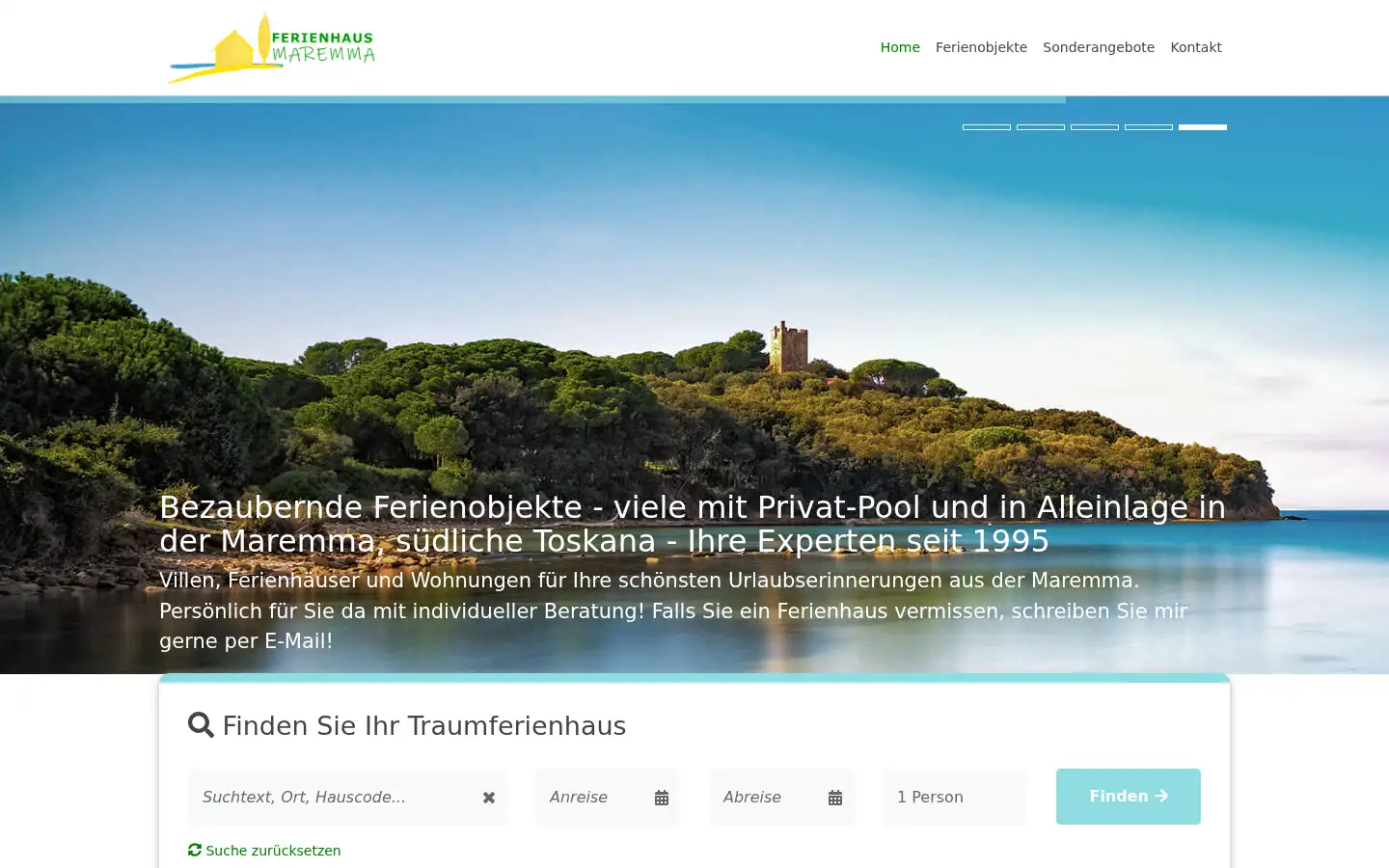 Screenshot of ferienhaus-maremma.com