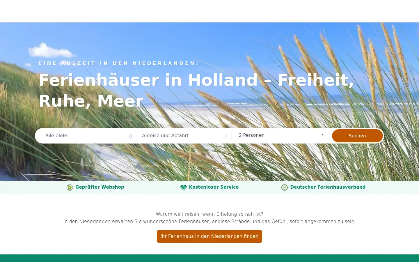 Screenshot of ferienhausniederlande.de