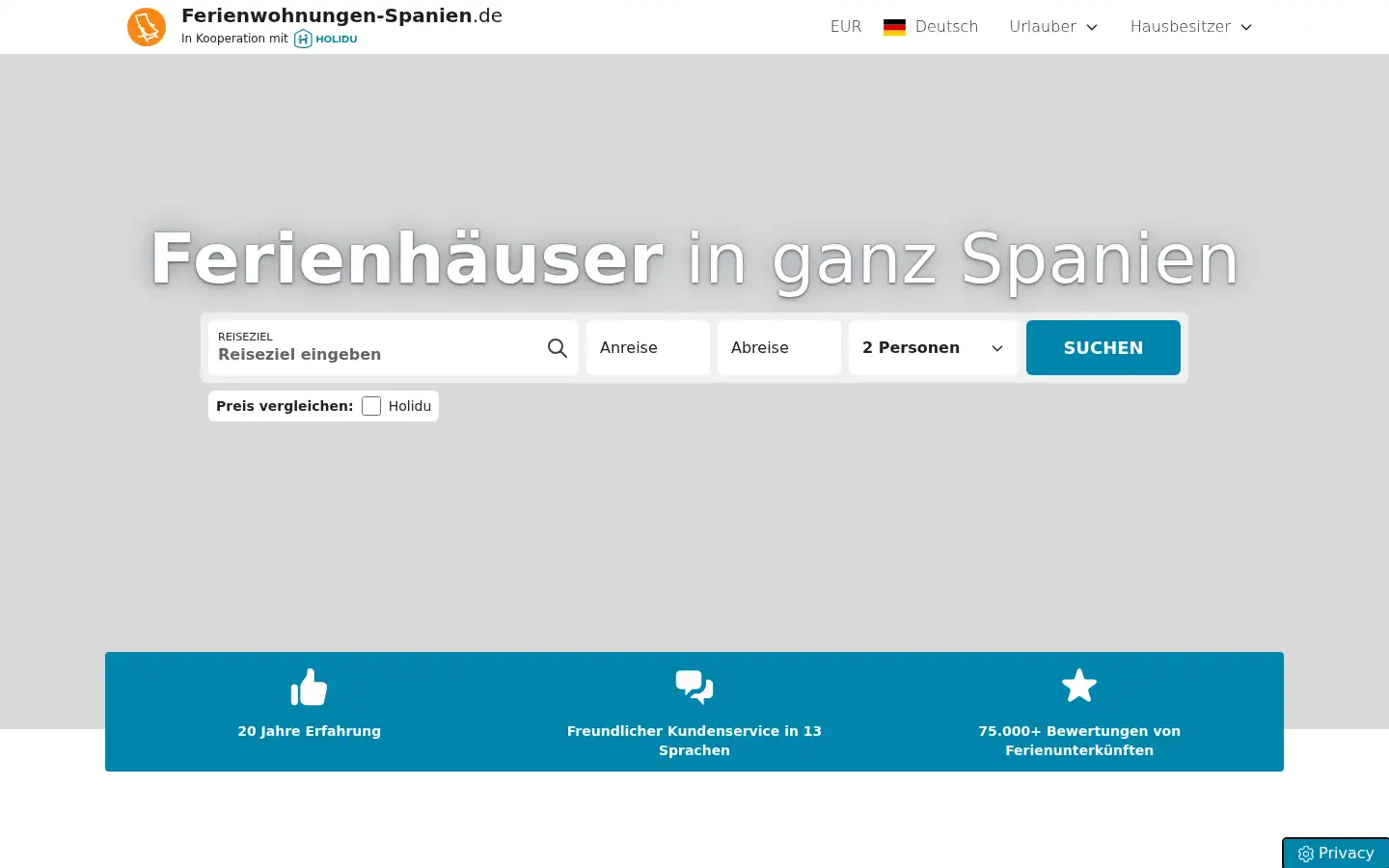 Screenshot of ferienwohnungen-spanien.de