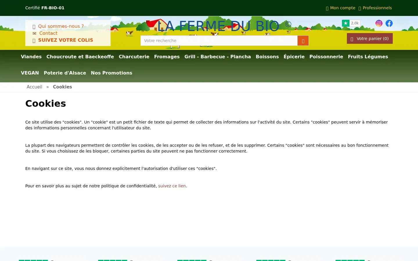 Screenshot of fermedubio.com