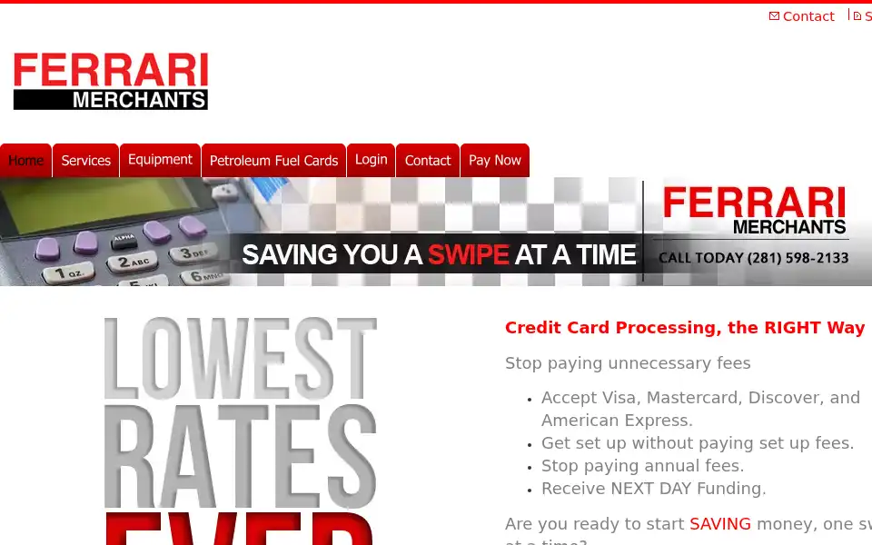 Screenshot of ferrarimerchants.com