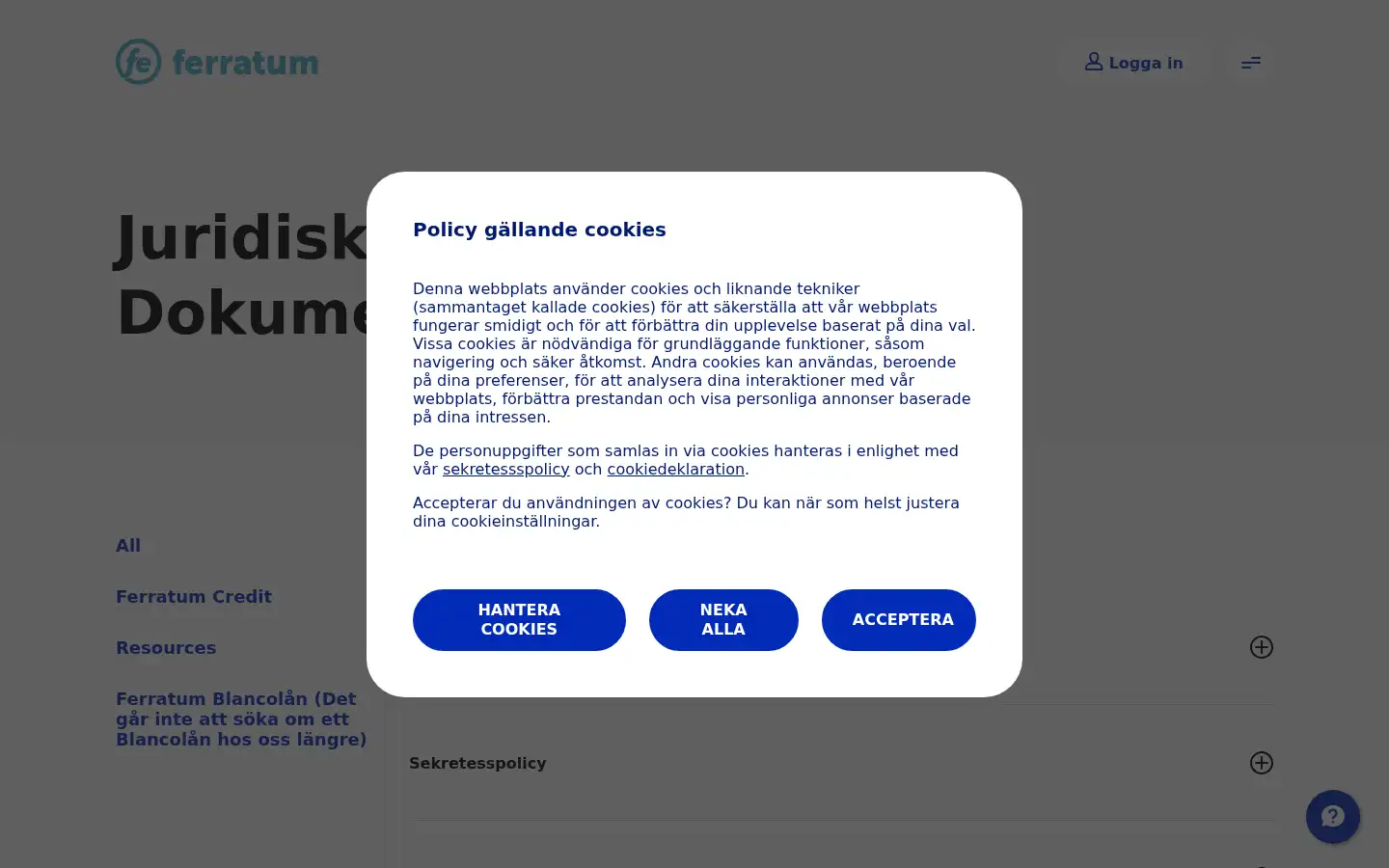 Screenshot of ferratum.se