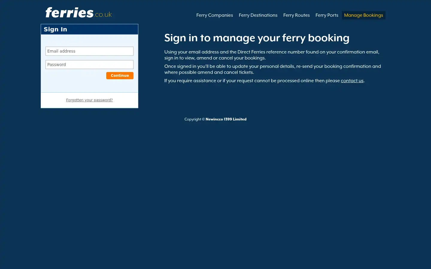 Screenshot of ferries.co.uk