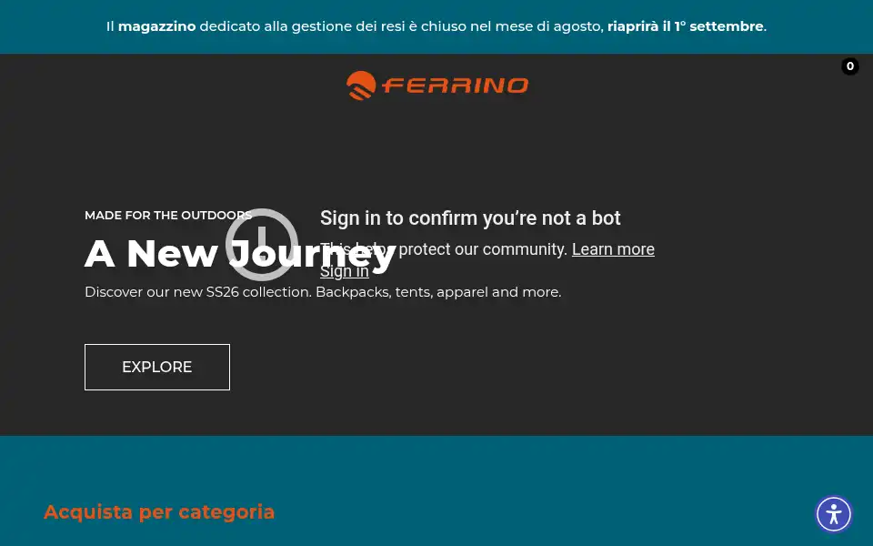 Screenshot of ferrino.it