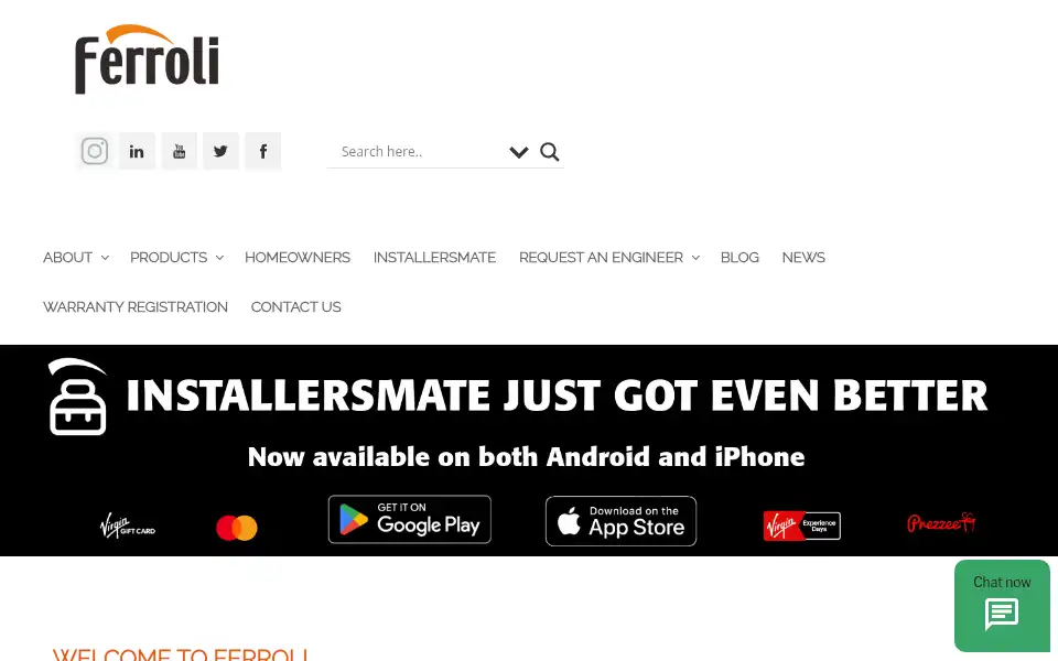Screenshot of ferroli.co.uk