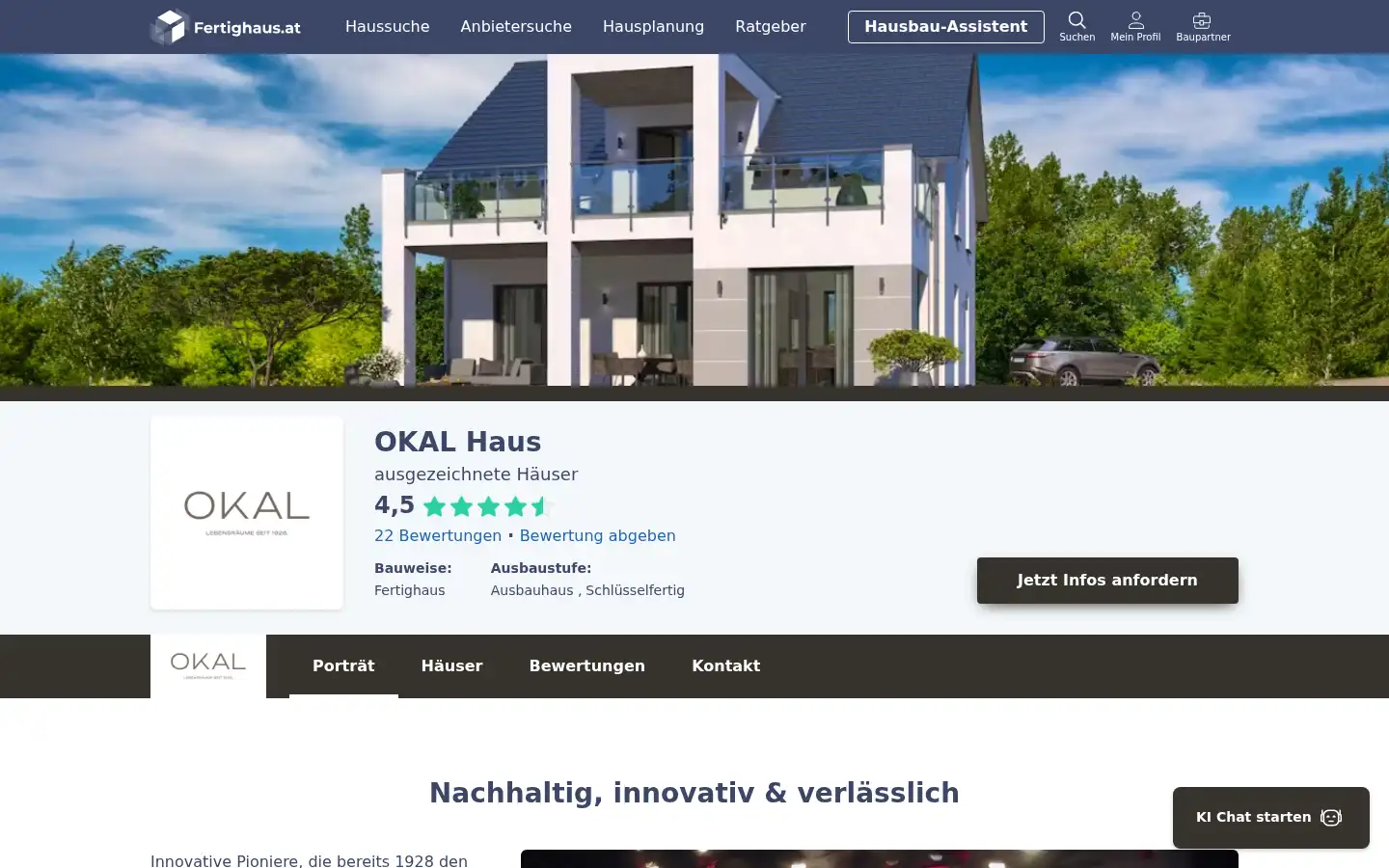 Screenshot of fertighaus.at