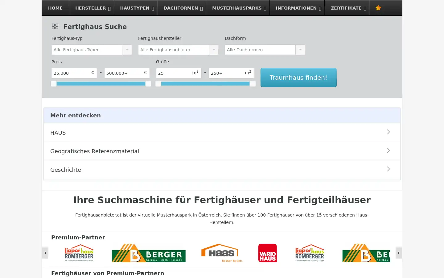 Screenshot of fertighausanbieter.at
