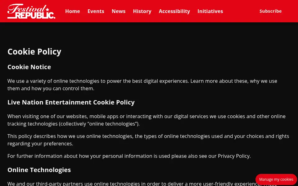 Screenshot of festivalrepublic.com