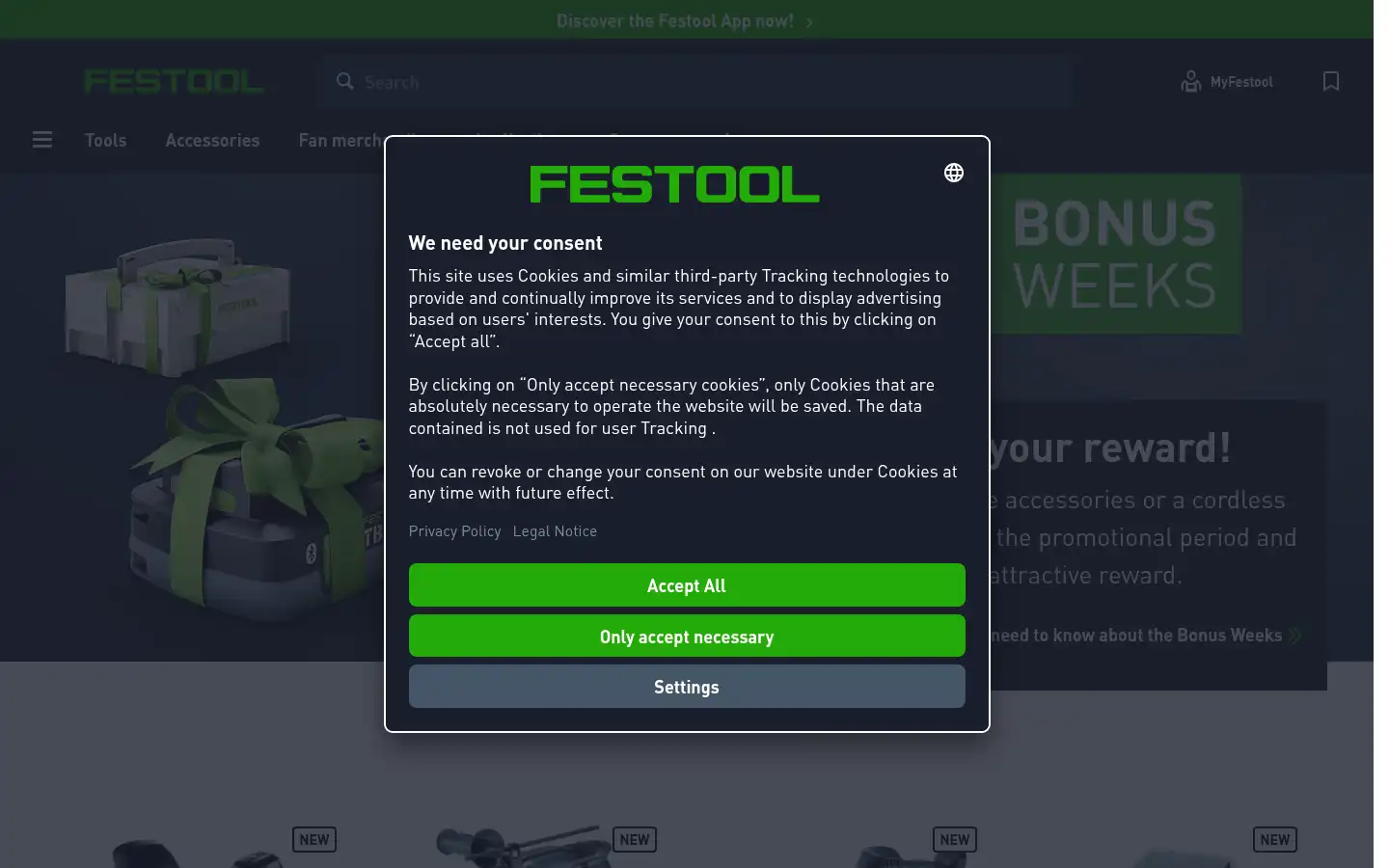 Screenshot of festool.co.uk