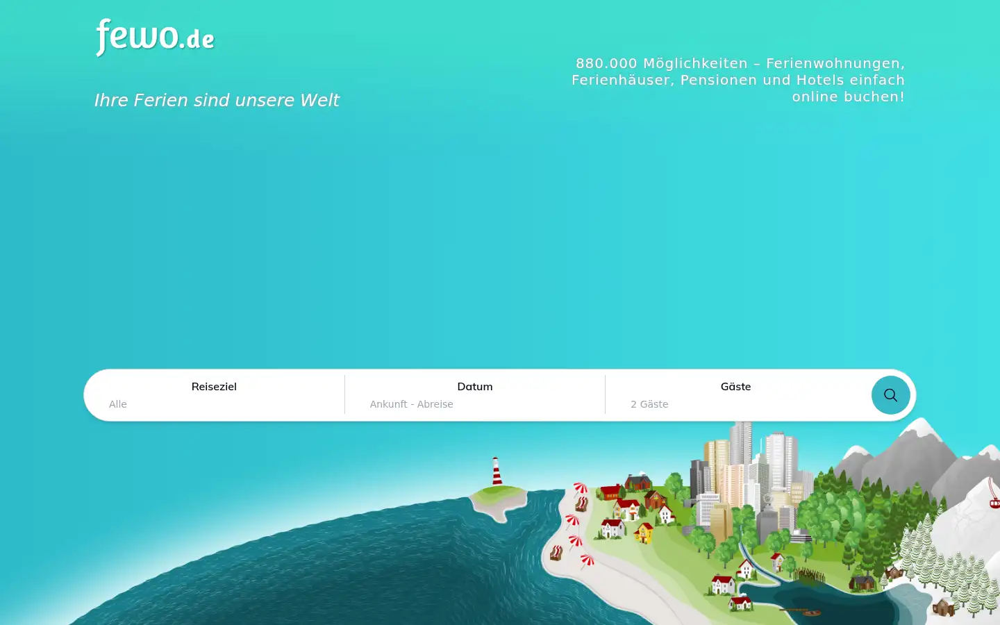 Screenshot of fewo.de
