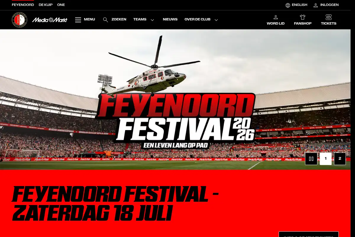 Screenshot of feyenoord.nl