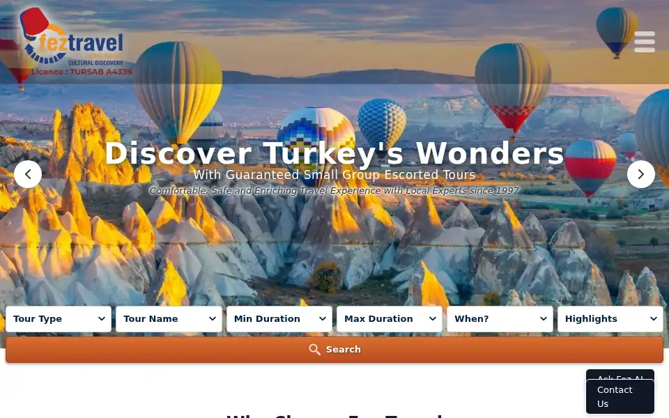 Screenshot of feztravel.com