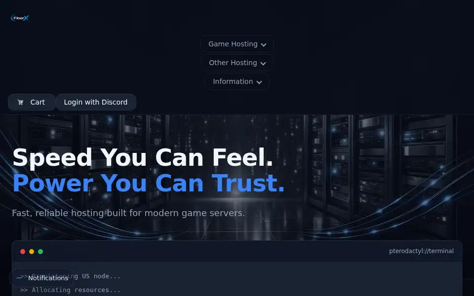 Screenshot of fiberxhosting.xyz