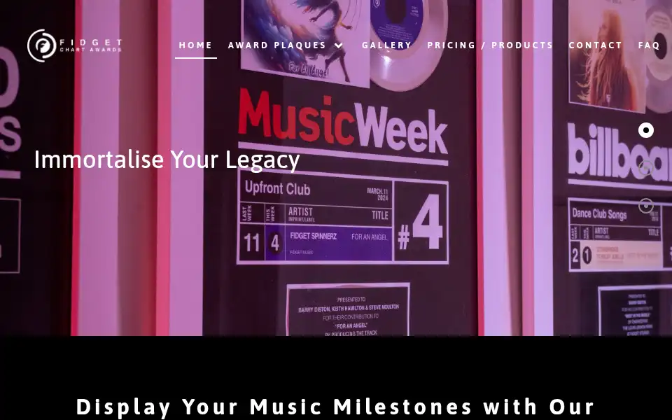 Screenshot of fidgetchartawards.com
