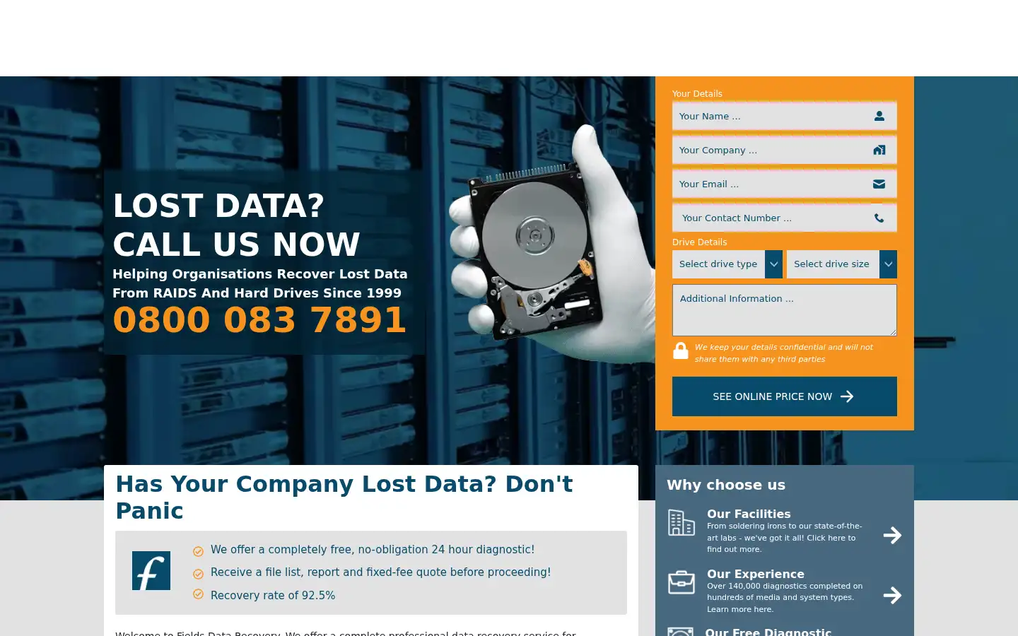 Screenshot of fields-data-recovery.co.uk
