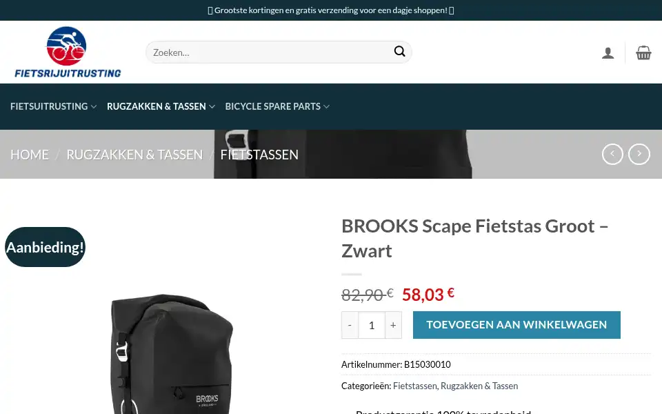 Screenshot of fietsrijuitrusting.com