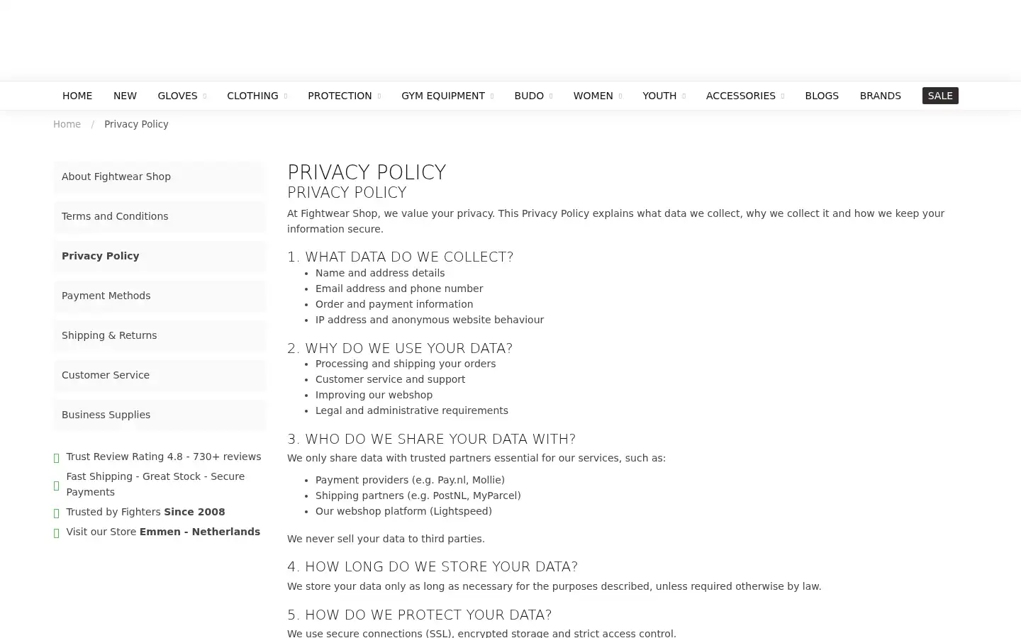 Screenshot of fightwearshop.eu
