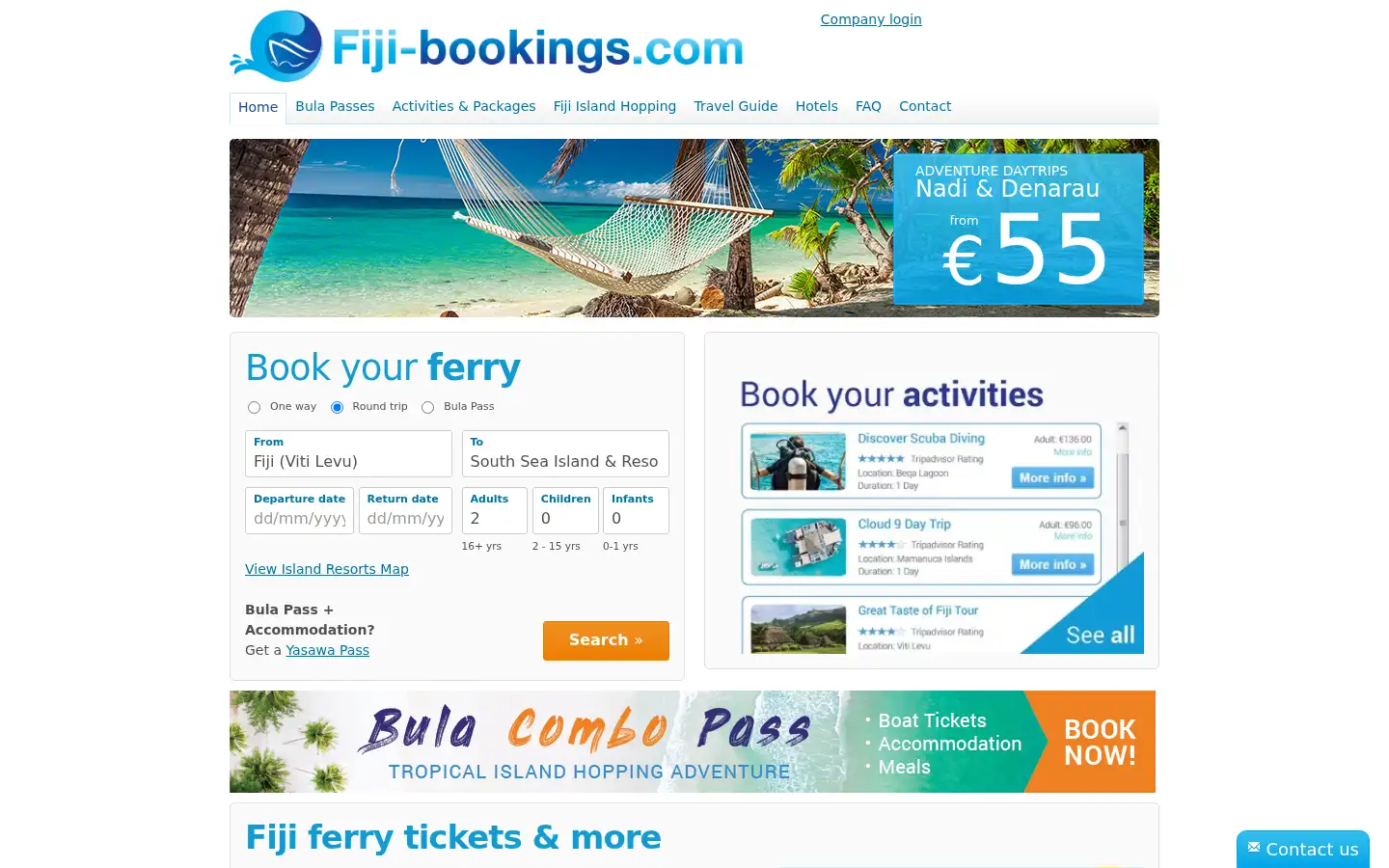 Screenshot of fiji-bookings.com