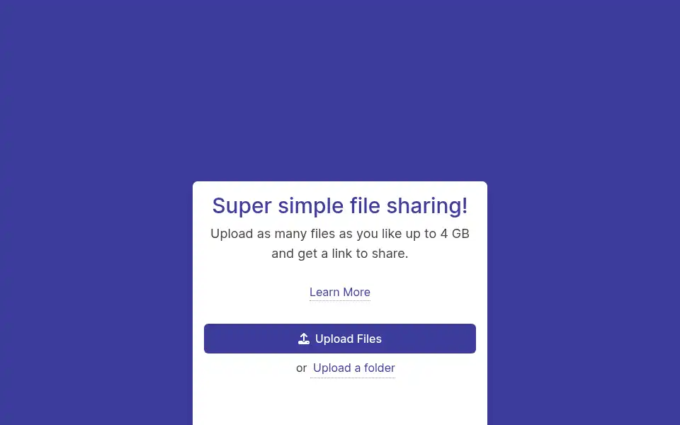 Screenshot of file.io