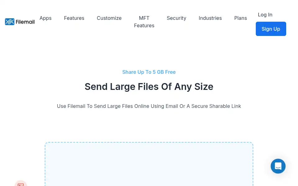 Screenshot of filemail.com