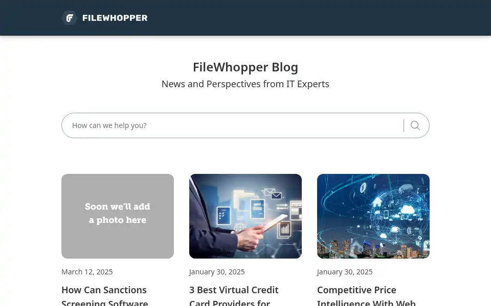 Screenshot of filewhopper.com