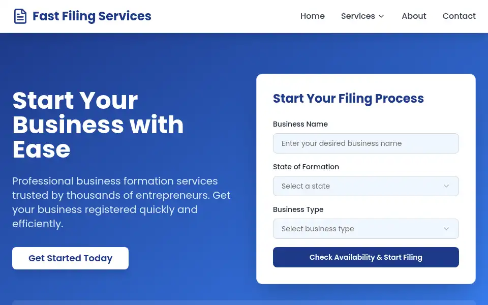 Screenshot of filingservice.org