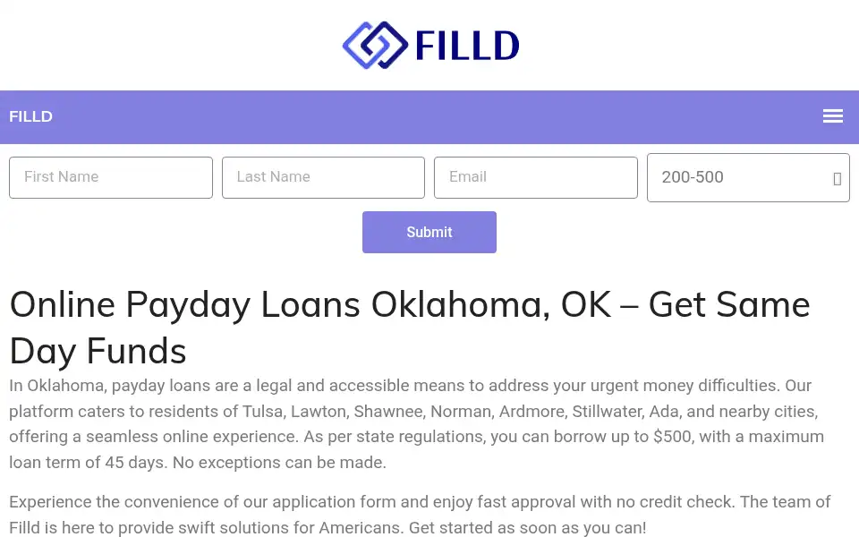 Screenshot of filld.com