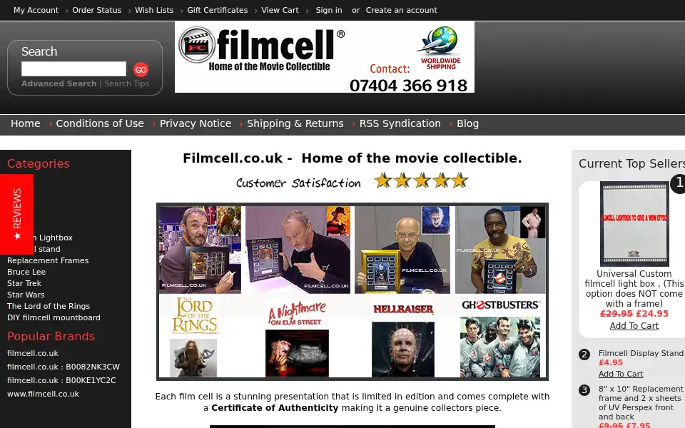 Screenshot of filmcell.co.uk