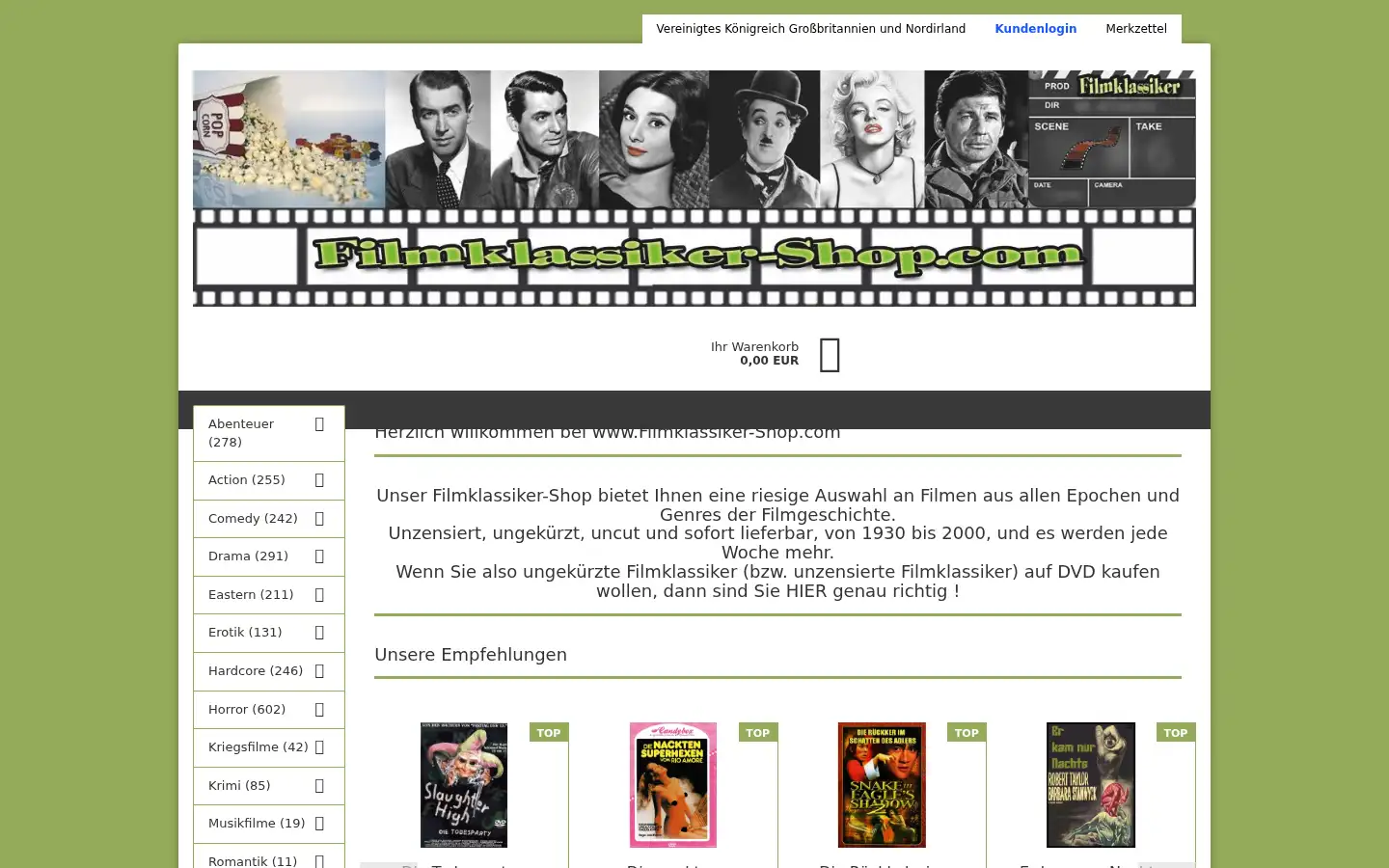 Screenshot of filmklassiker-shop.com