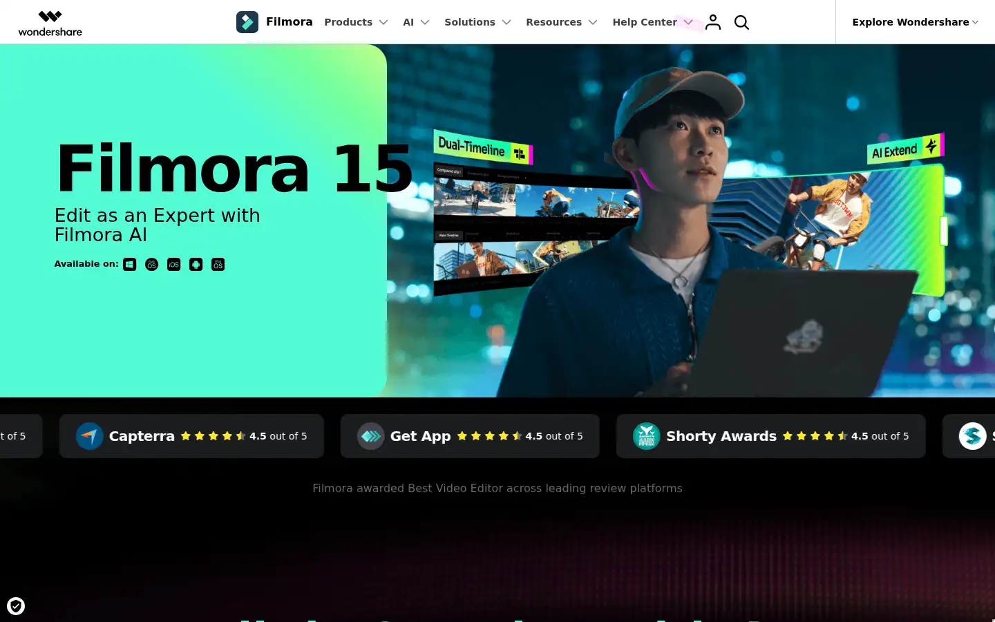Screenshot of filmora.wondershare.com