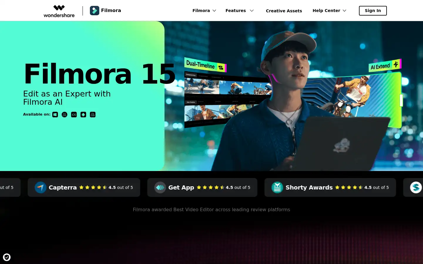 Screenshot of filmora.wondershare.net