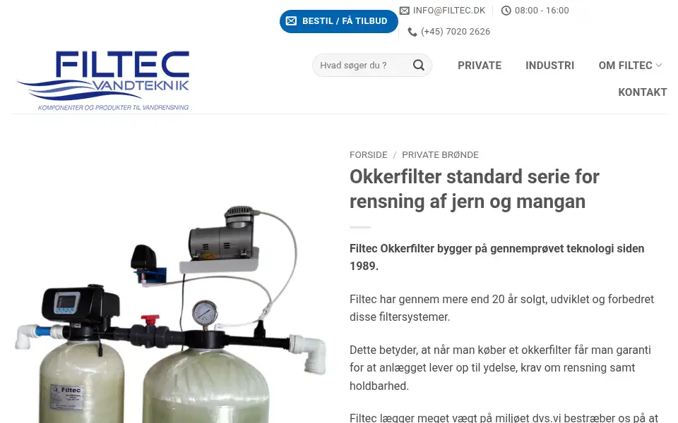 Screenshot of filtec.dk