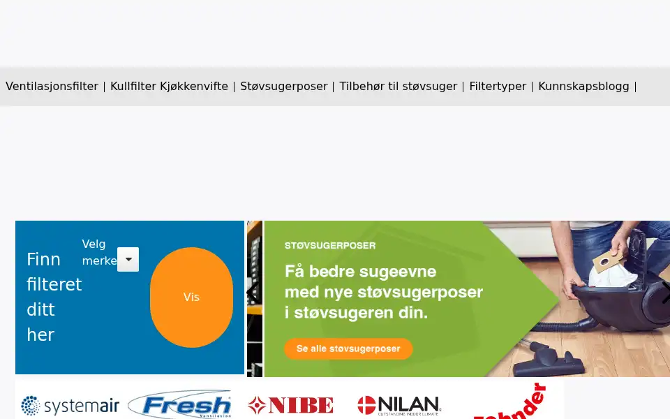 Screenshot of filterhuset.no