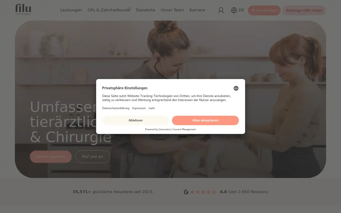 Screenshot of filu.vet