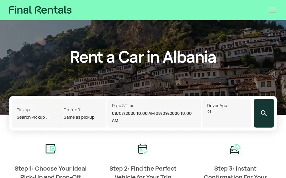 Screenshot of finalrentals.al