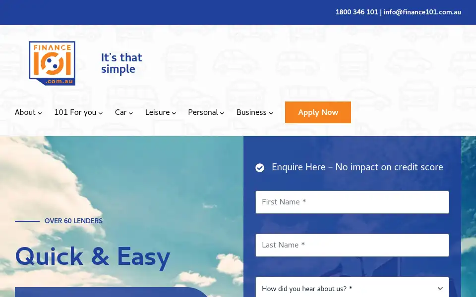 Screenshot of finance101.com.au