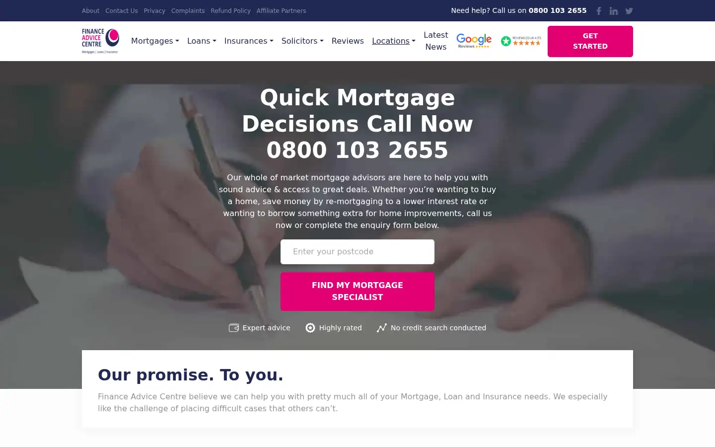 Screenshot of financeadvicecentre.co.uk