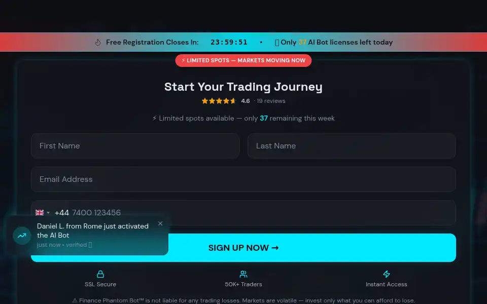 Screenshot of financephantombot.com