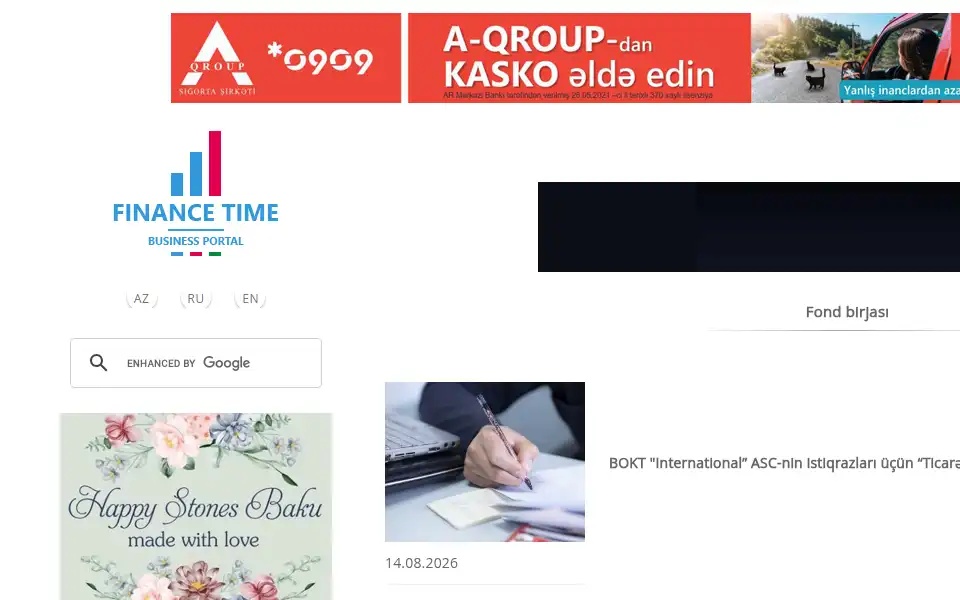 Screenshot of financetime.az