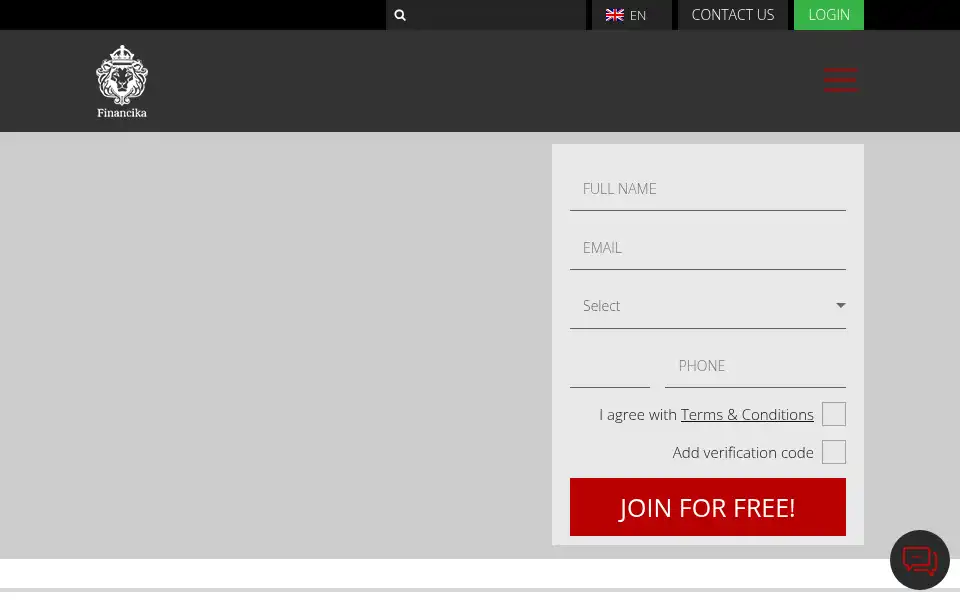 Screenshot of financikatrade.com