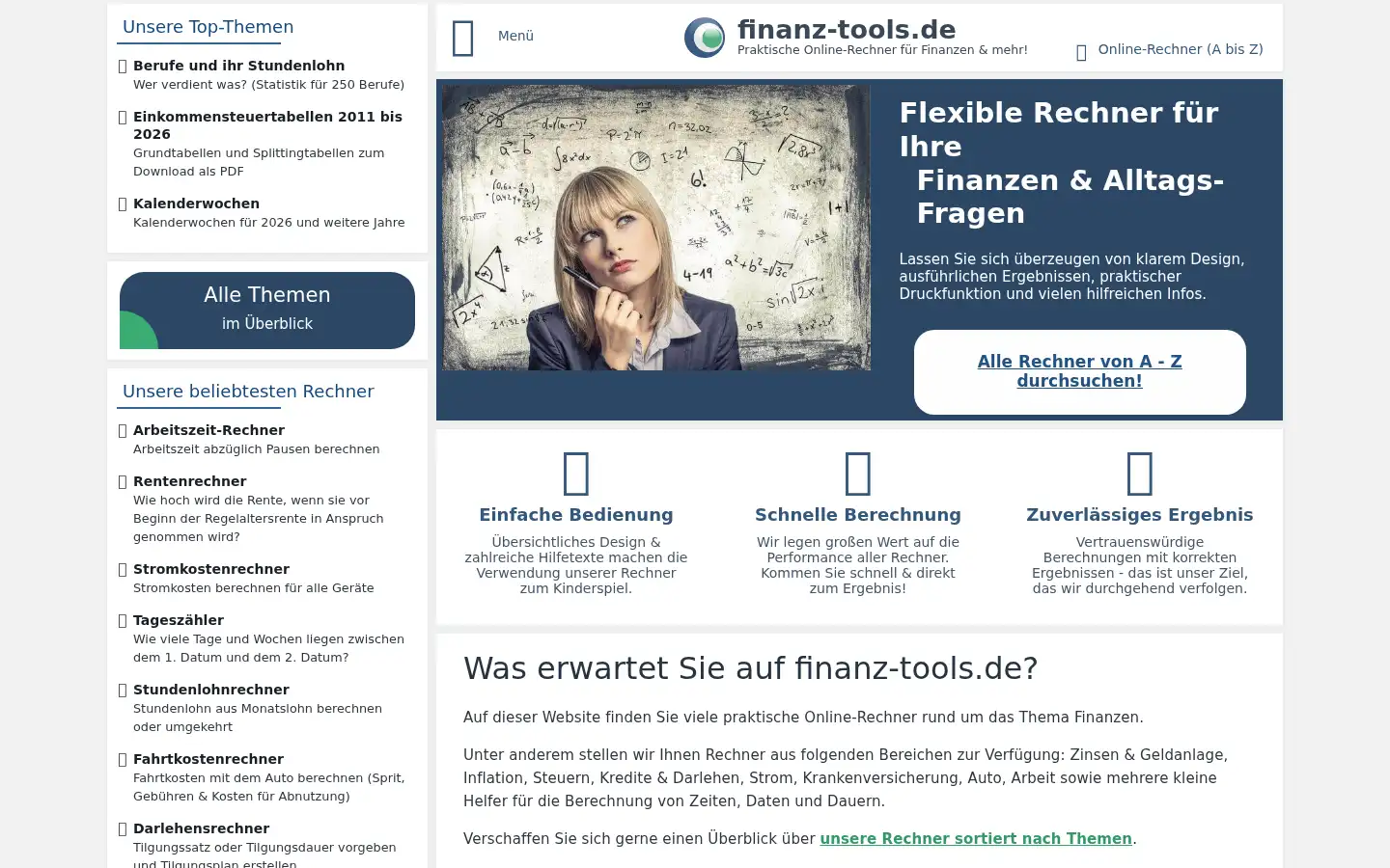Screenshot of finanz-tools.de
