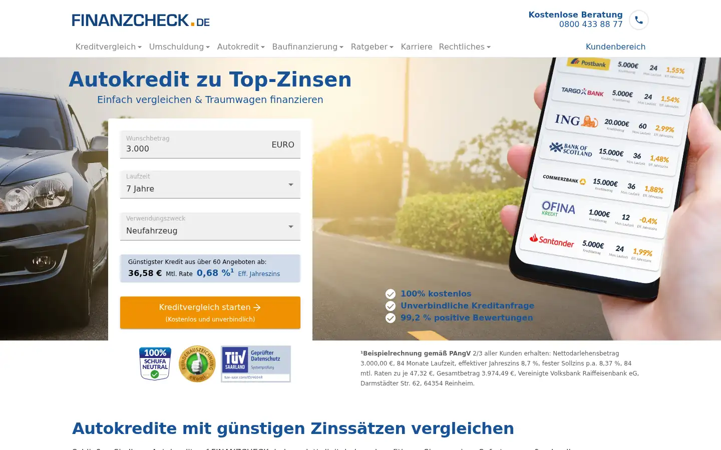 Screenshot of finanzcheck.de