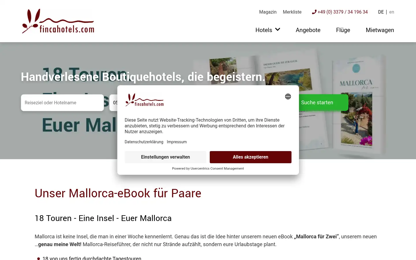 Screenshot of fincahotels.com