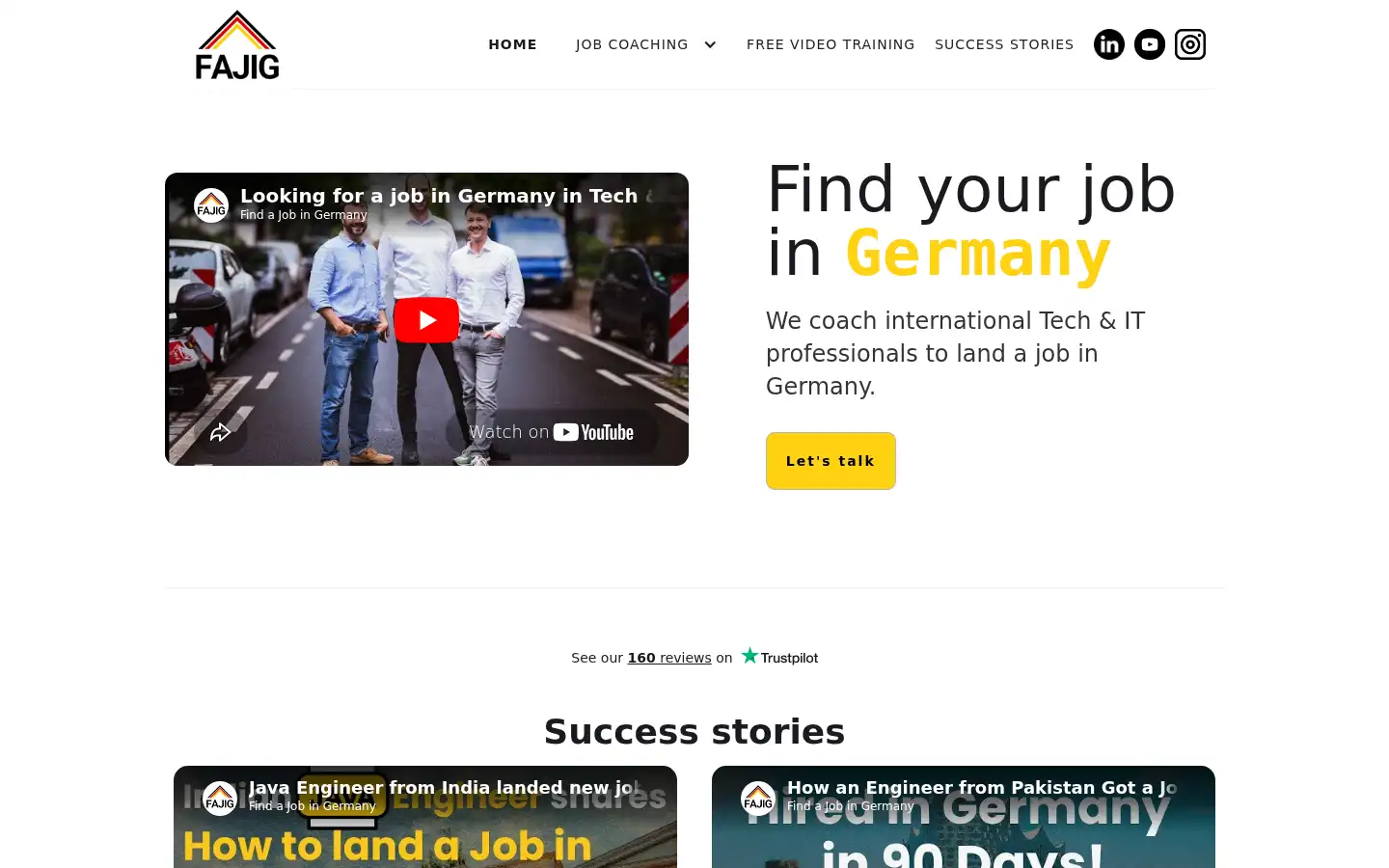 Screenshot of findajobingermany.de