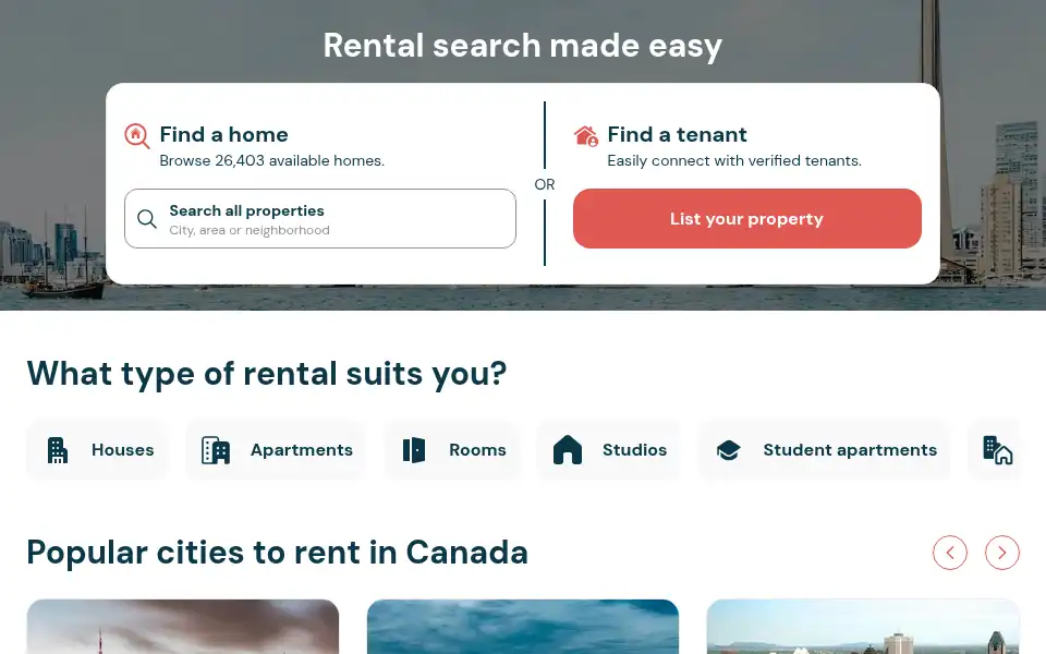 Screenshot of findallrentals.ca