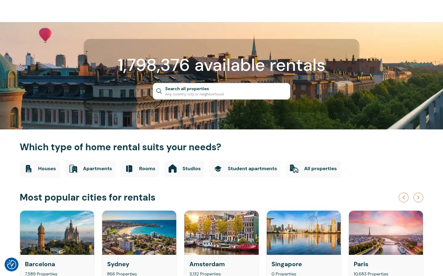 Screenshot of findallrentals.com