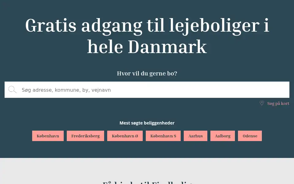 Screenshot of findbolig.nu