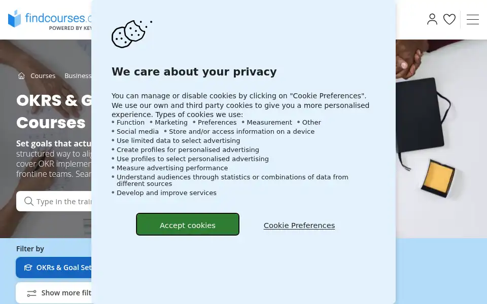 Screenshot of findcourses.com